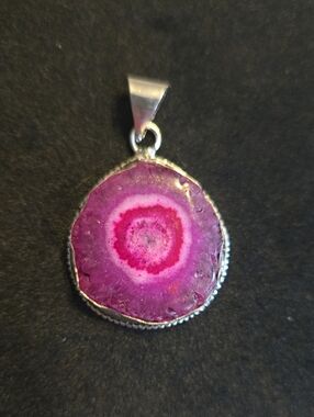 Sterling Silver solar quartz gemstone with natural druzy Pendant Charm